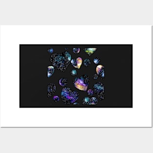 Watercolor Galaxy and Hearts Posters and Art